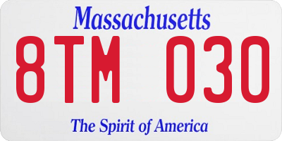 MA license plate 8TM030