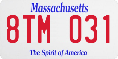 MA license plate 8TM031