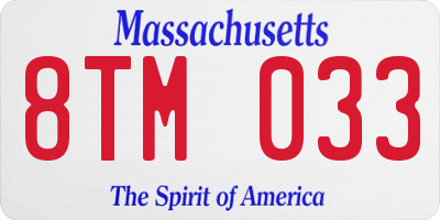 MA license plate 8TM033