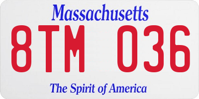 MA license plate 8TM036