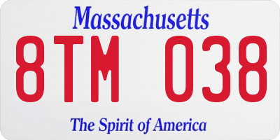 MA license plate 8TM038