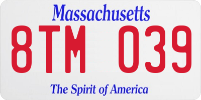 MA license plate 8TM039