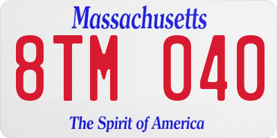 MA license plate 8TM040