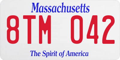 MA license plate 8TM042