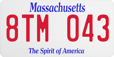 MA license plate 8TM043