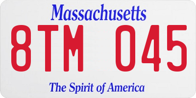MA license plate 8TM045