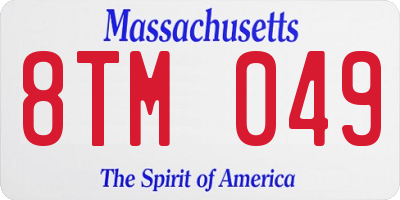 MA license plate 8TM049