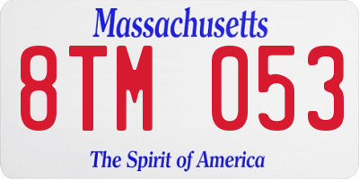 MA license plate 8TM053