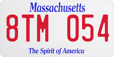 MA license plate 8TM054