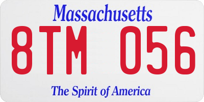 MA license plate 8TM056