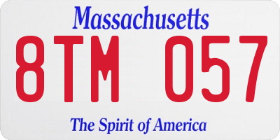 MA license plate 8TM057