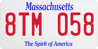 MA license plate 8TM058