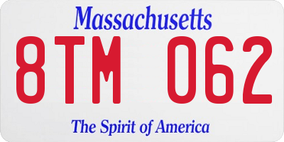 MA license plate 8TM062