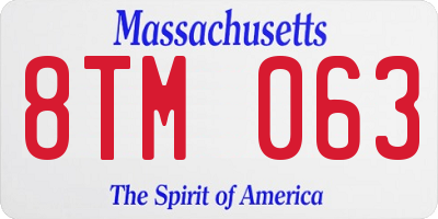 MA license plate 8TM063