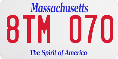 MA license plate 8TM070