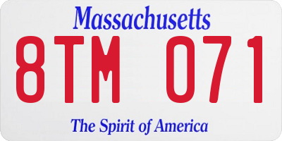 MA license plate 8TM071