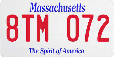 MA license plate 8TM072