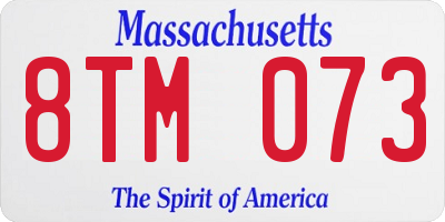 MA license plate 8TM073