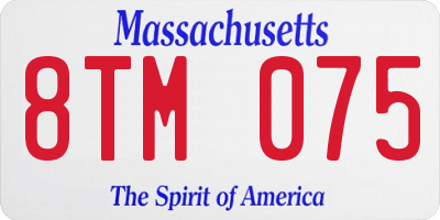 MA license plate 8TM075