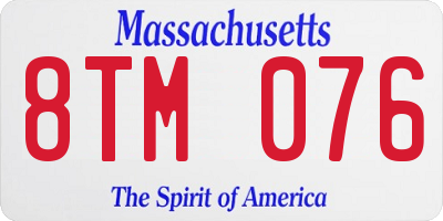 MA license plate 8TM076