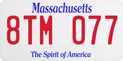 MA license plate 8TM077