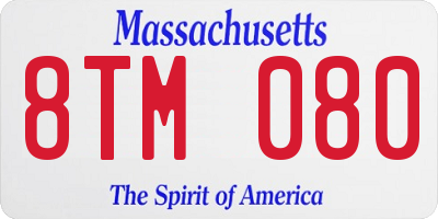 MA license plate 8TM080