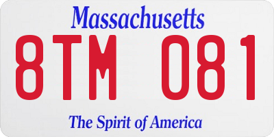 MA license plate 8TM081
