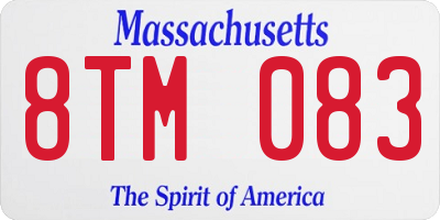 MA license plate 8TM083
