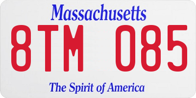 MA license plate 8TM085