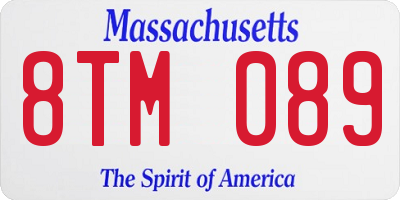 MA license plate 8TM089