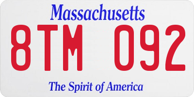 MA license plate 8TM092