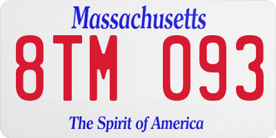 MA license plate 8TM093