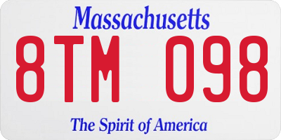 MA license plate 8TM098
