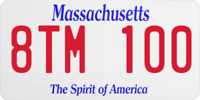 MA license plate 8TM100