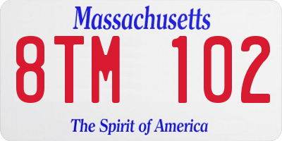 MA license plate 8TM102