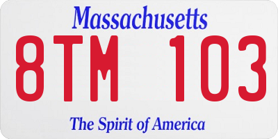 MA license plate 8TM103