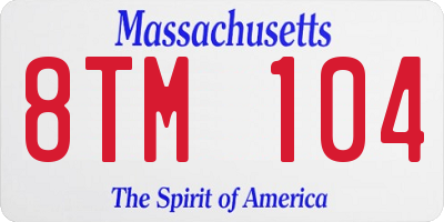 MA license plate 8TM104