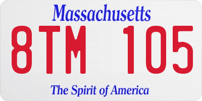 MA license plate 8TM105