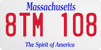 MA license plate 8TM108