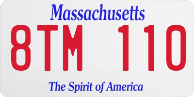 MA license plate 8TM110