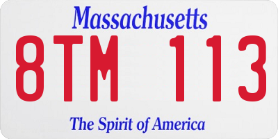 MA license plate 8TM113