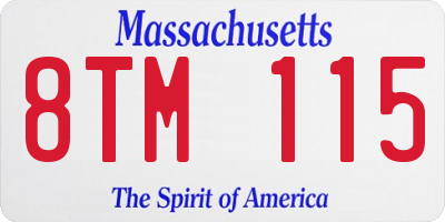 MA license plate 8TM115
