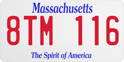 MA license plate 8TM116