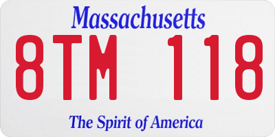 MA license plate 8TM118