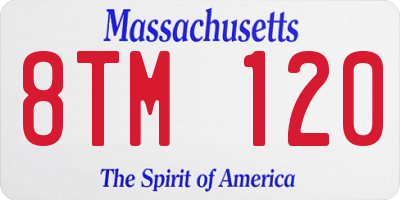 MA license plate 8TM120