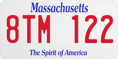 MA license plate 8TM122