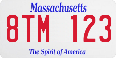 MA license plate 8TM123