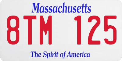 MA license plate 8TM125