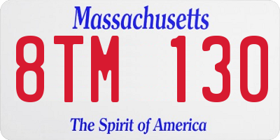 MA license plate 8TM130