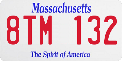 MA license plate 8TM132